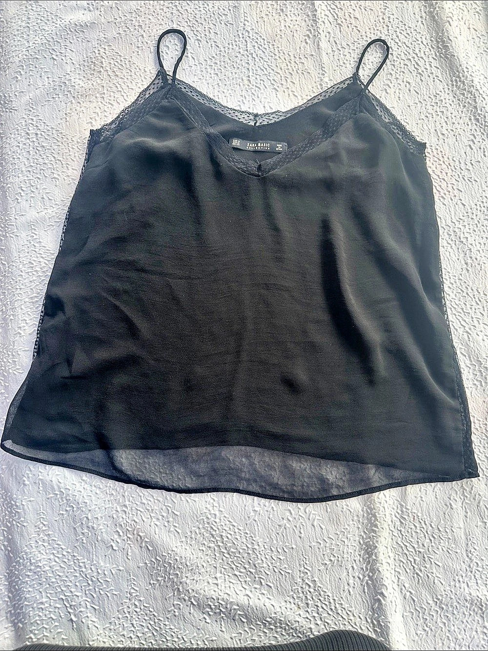 Zara Lace Trim Camisole in Black Size Medium